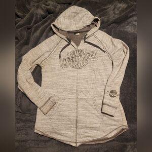 Harley-Davidson light gray zip up hoodie. EUC. Women's medium.